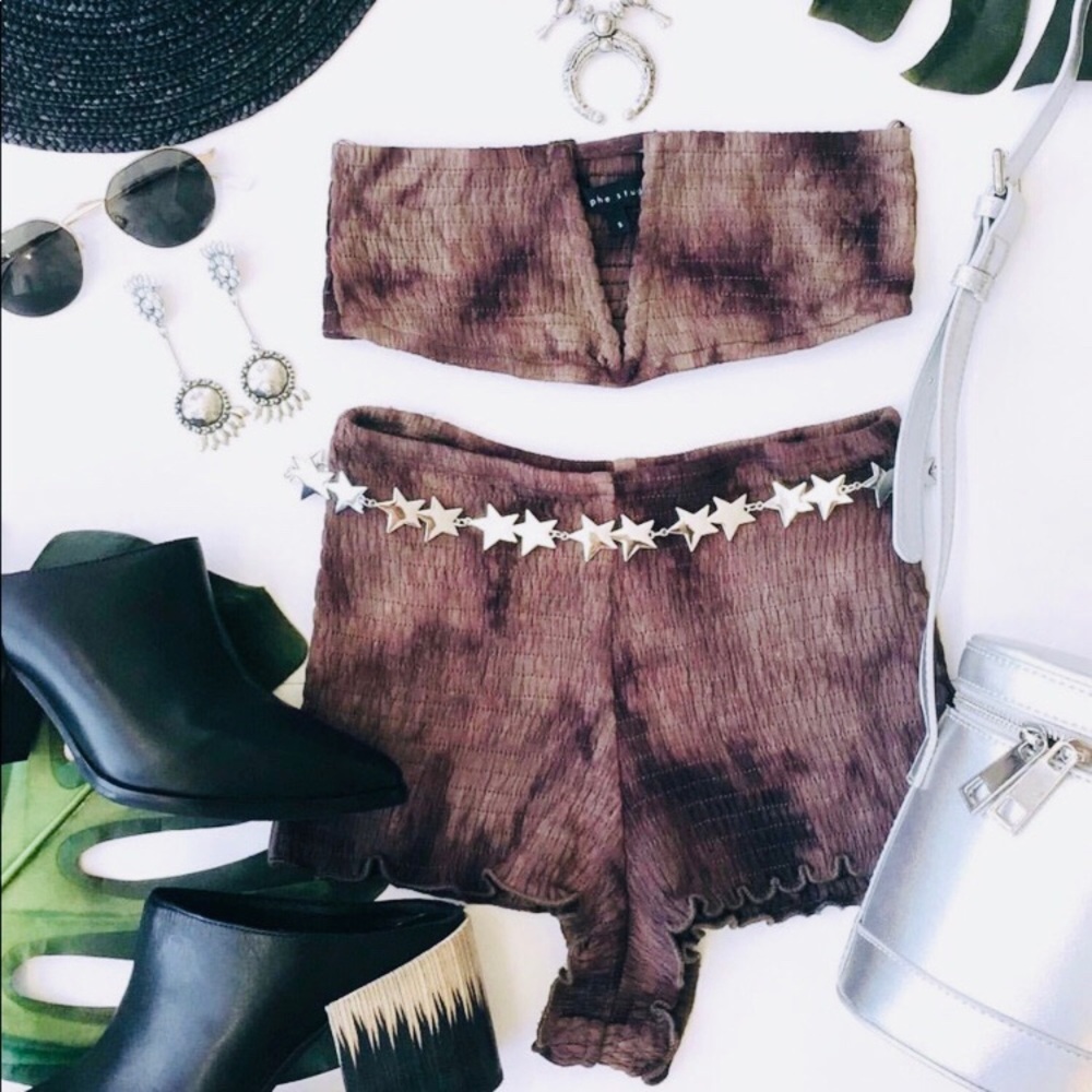 Spandex festival tie dye shorts set